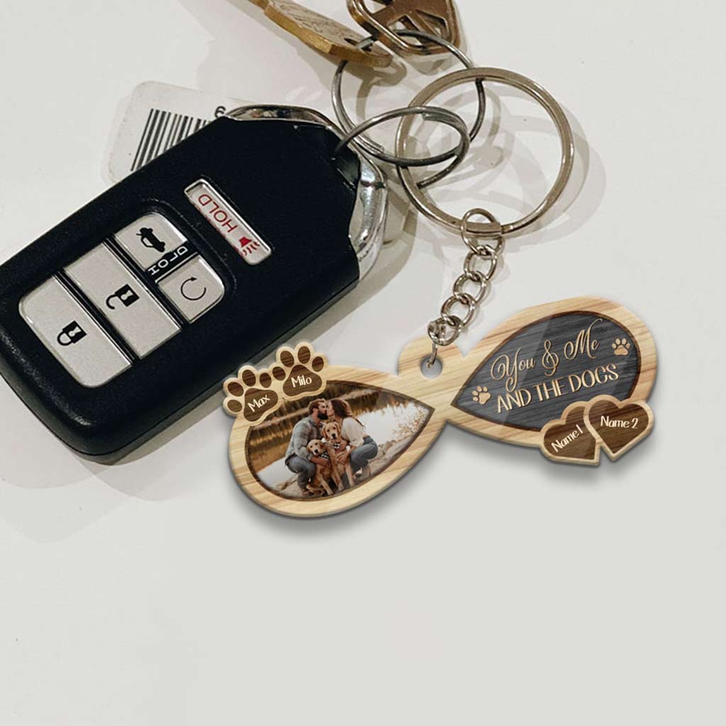 You And Me And The Dog - Personalized Couple Couple Keychain (Printed On Both Sides)