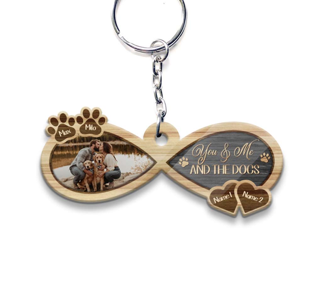 You And Me And The Dog - Personalized Couple Couple Keychain (Printed On Both Sides)