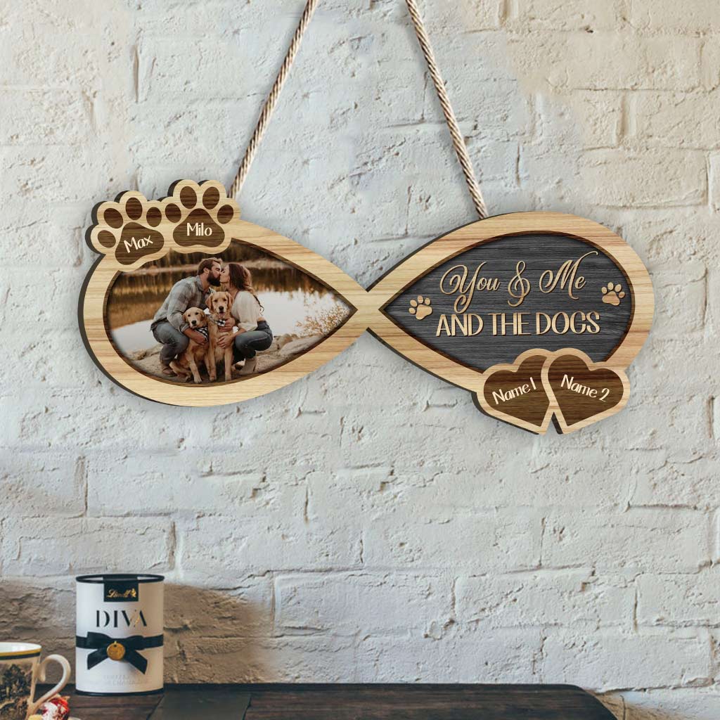 You And Me And The Dog - Personalized Couple Couple Wood Sign