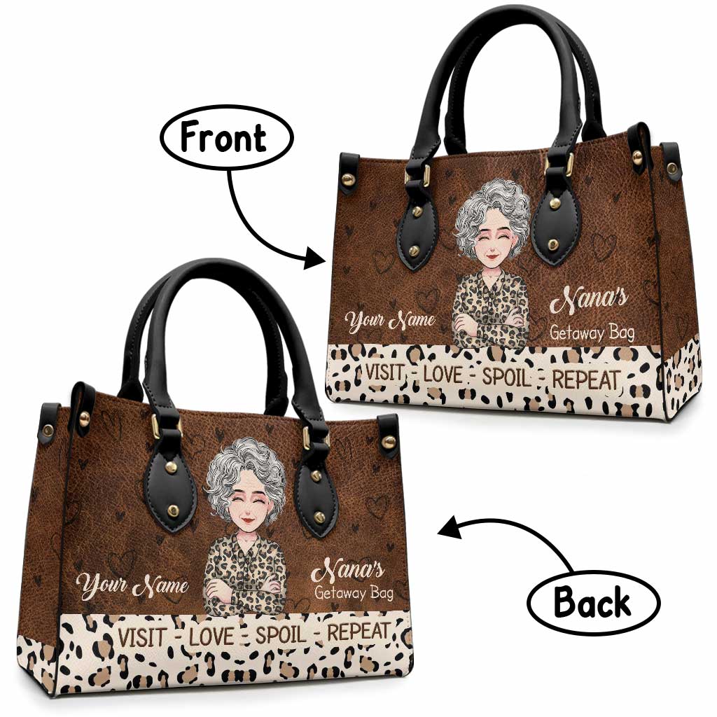 Nana's Get Away Bag - Personalized Mother's Day Grandma Leather Handbag