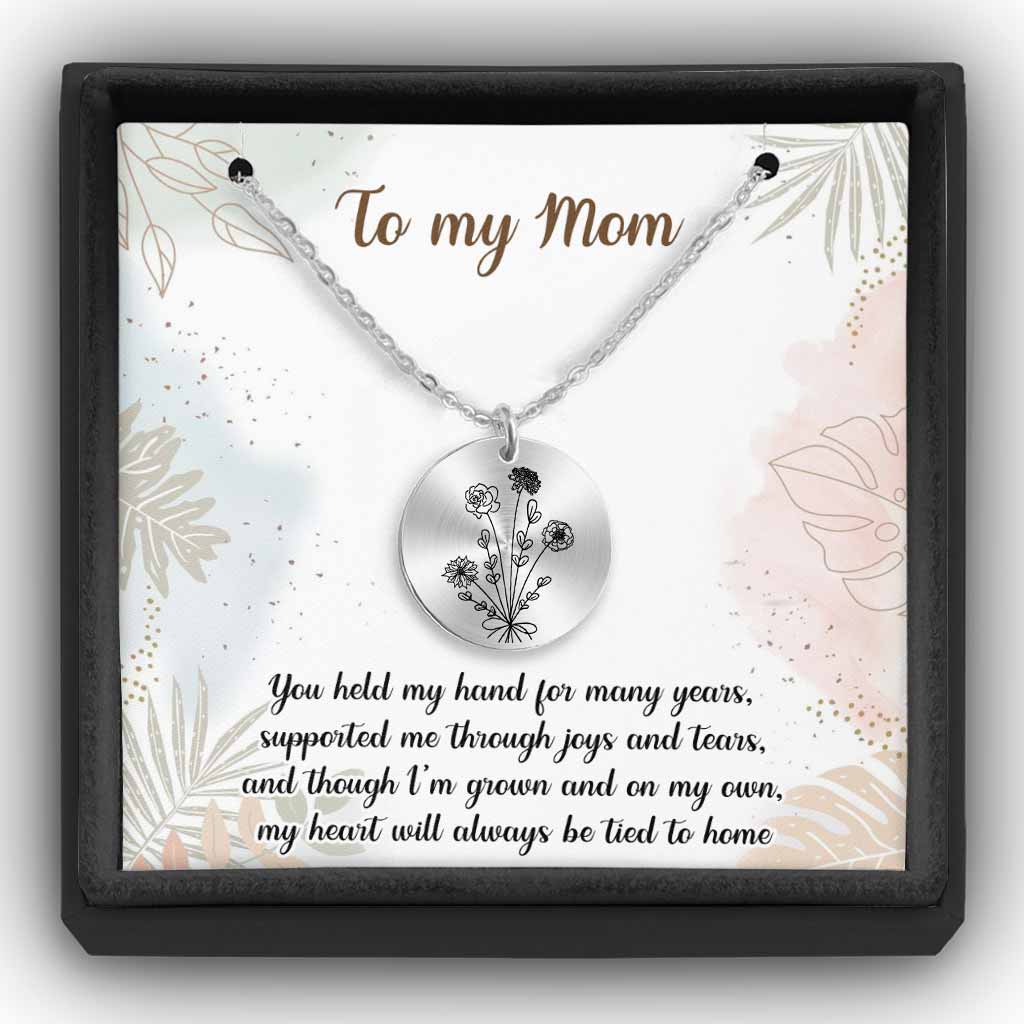 Birthday Flower - Gift for mom, wife,girlfriend, grandma - Personalized Round Pendant Necklace