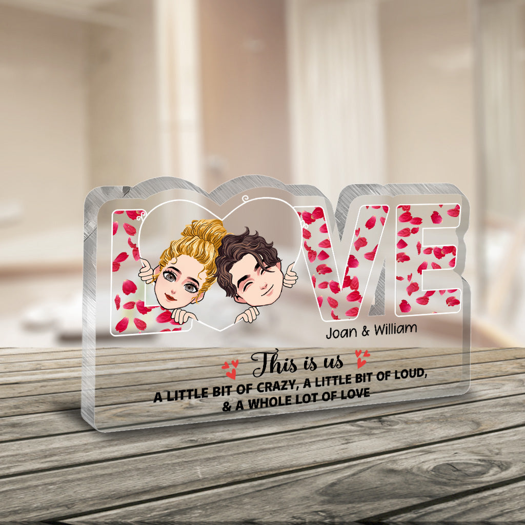 This Is Us - Couple gift for husband, wife, boyfriend, girlfriend, dog lover - Personalized Custom Shaped Acrylic Plaque