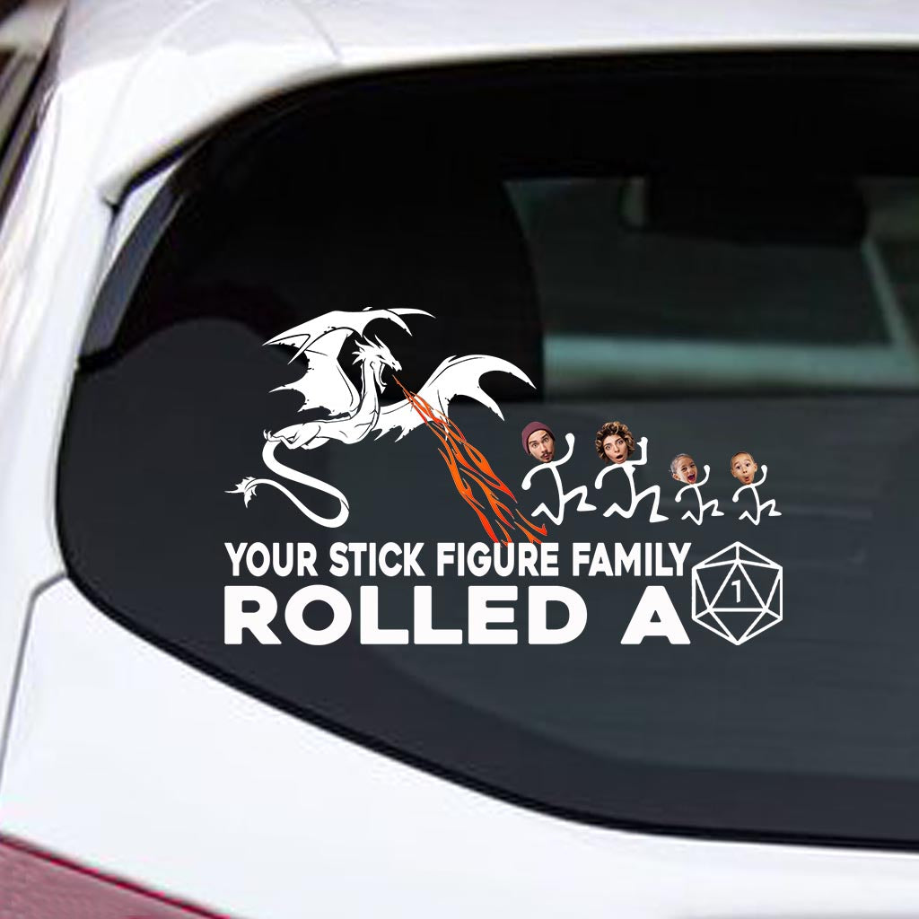 Your Stick Figure Rolled A One - RPG gift for friend, mom, dad, husband, wife, girlfriend, boyfriend - Personalized Decal Full