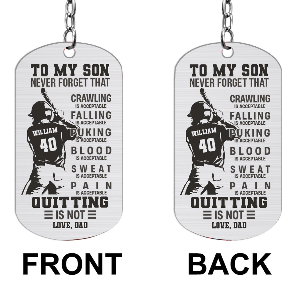 To My Son Crawling Is Acceptable - Baseball gift for son, brother, grandson, dad - Personalized Stainless Steel Keychain