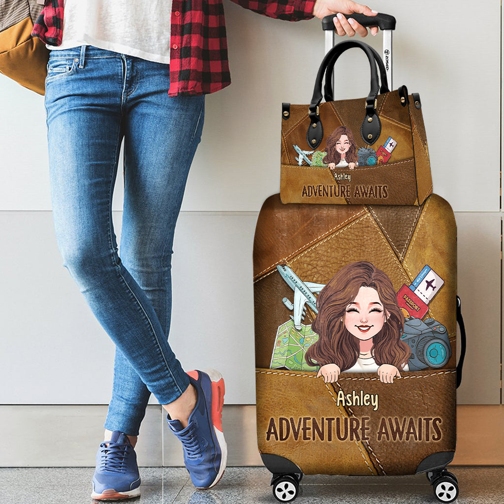 Adventure Awaits - Personalized Travelling Leather Handbag & Luggage Cover