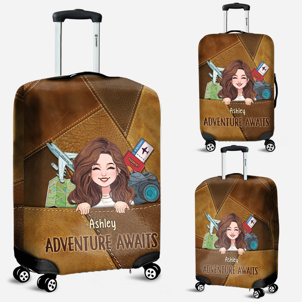 Adventure Awaits - Personalized Travelling Leather Handbag & Luggage Cover