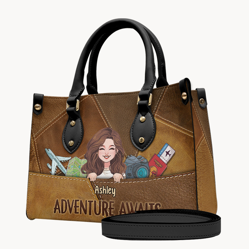 Adventure Awaits - Personalized Travelling Leather Handbag & Luggage Cover