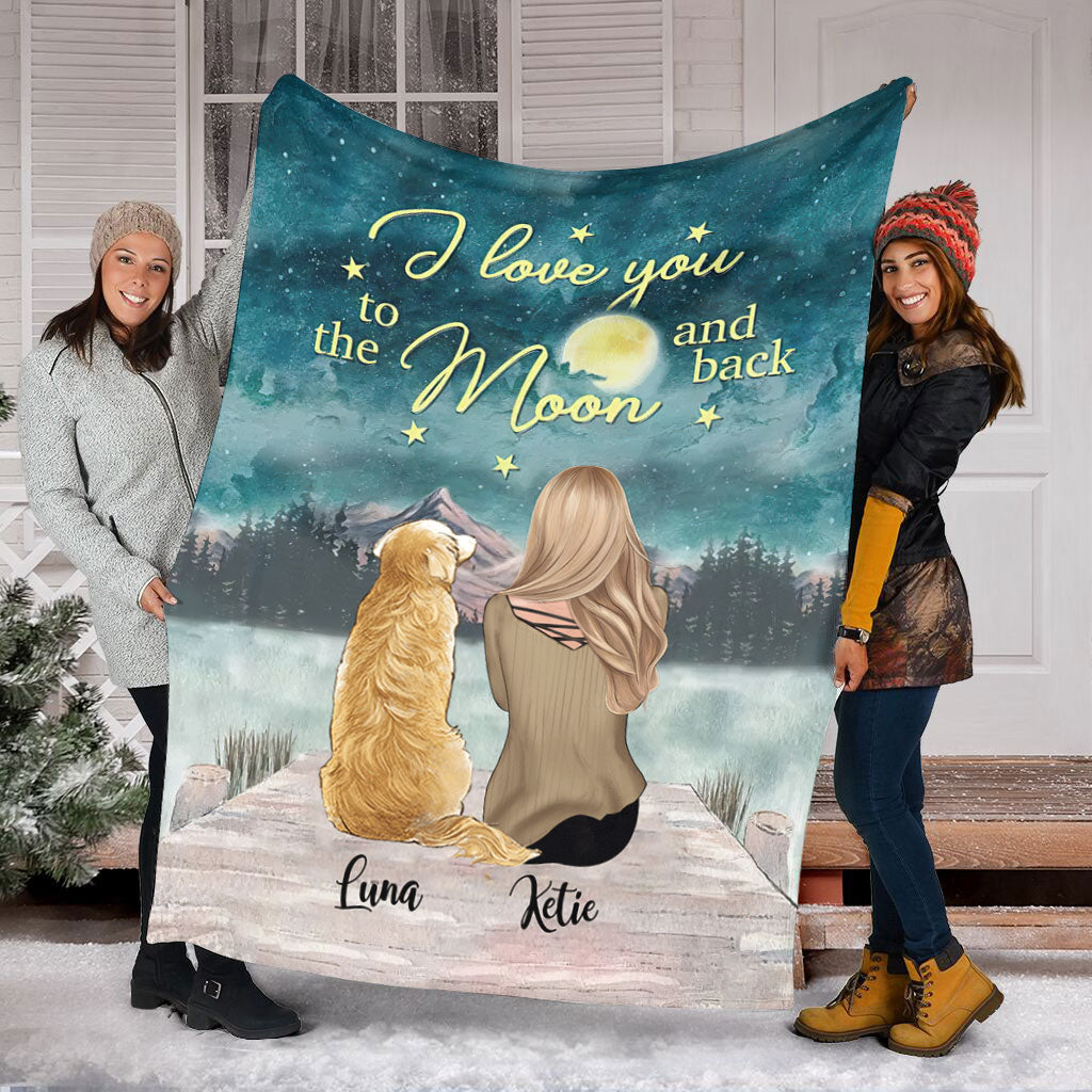 I Love You To The Moon - Personalized Dog Blanket