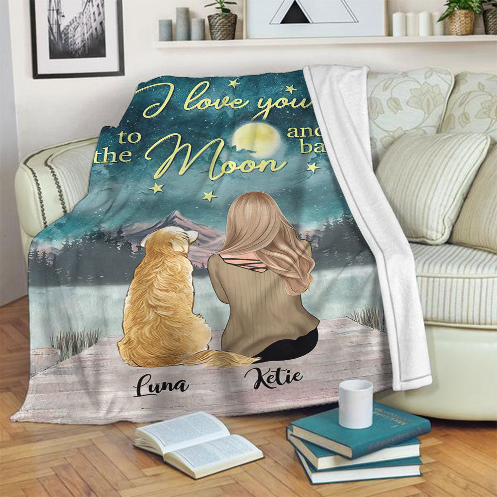 I Love You To The Moon - Personalized Dog Blanket