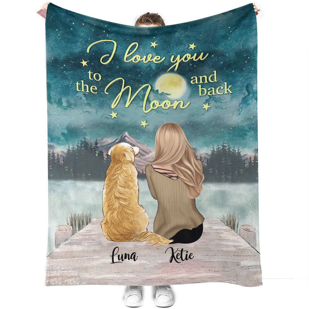 I Love You To The Moon - Personalized Dog Blanket