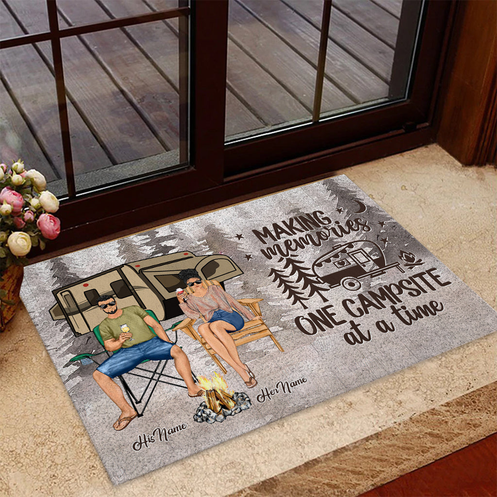 Let's Sit By The Campfire - Personalized Camping Doormat