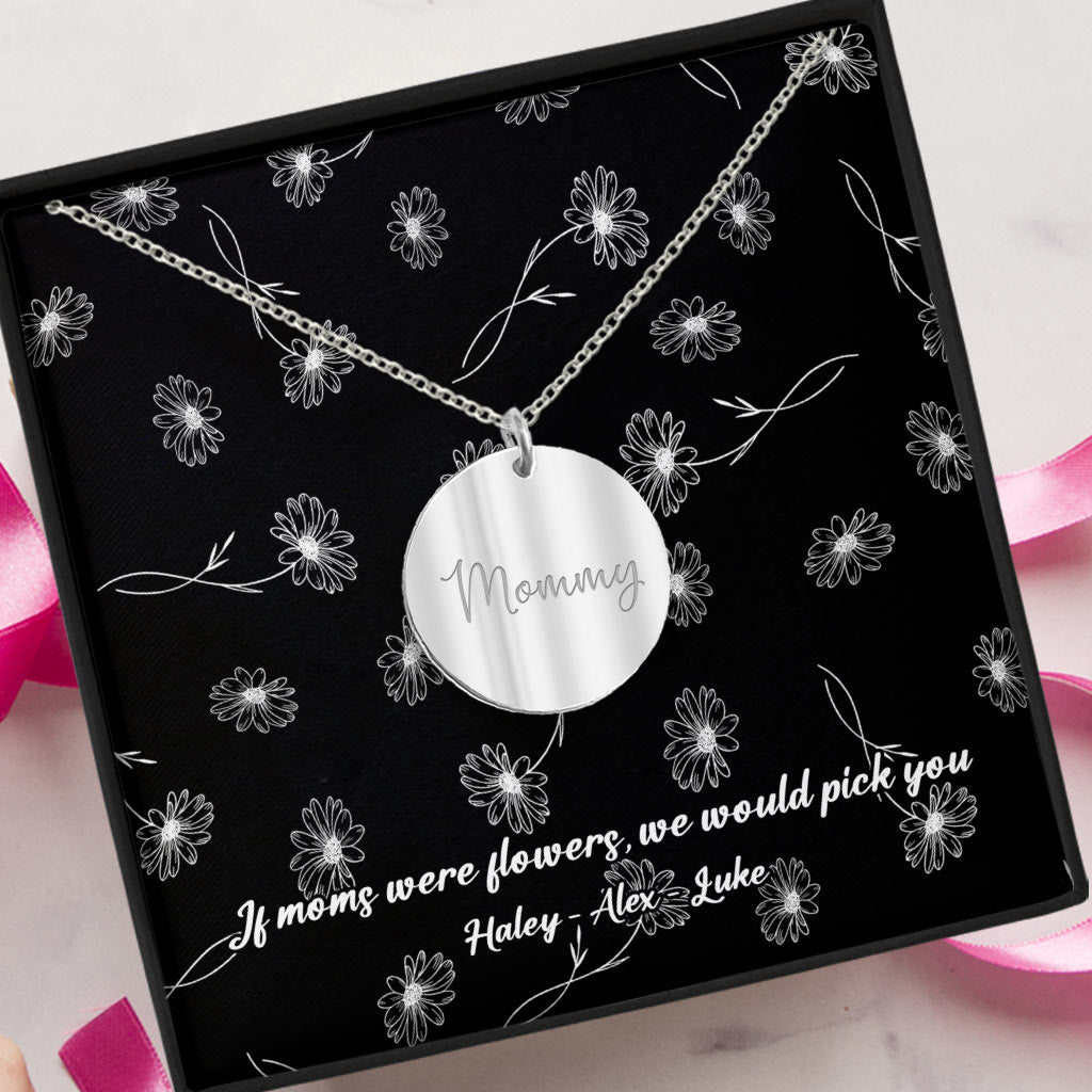 Mom’s Birth Flowers - Personalized Mother's Day Mother Round Pendant Necklace