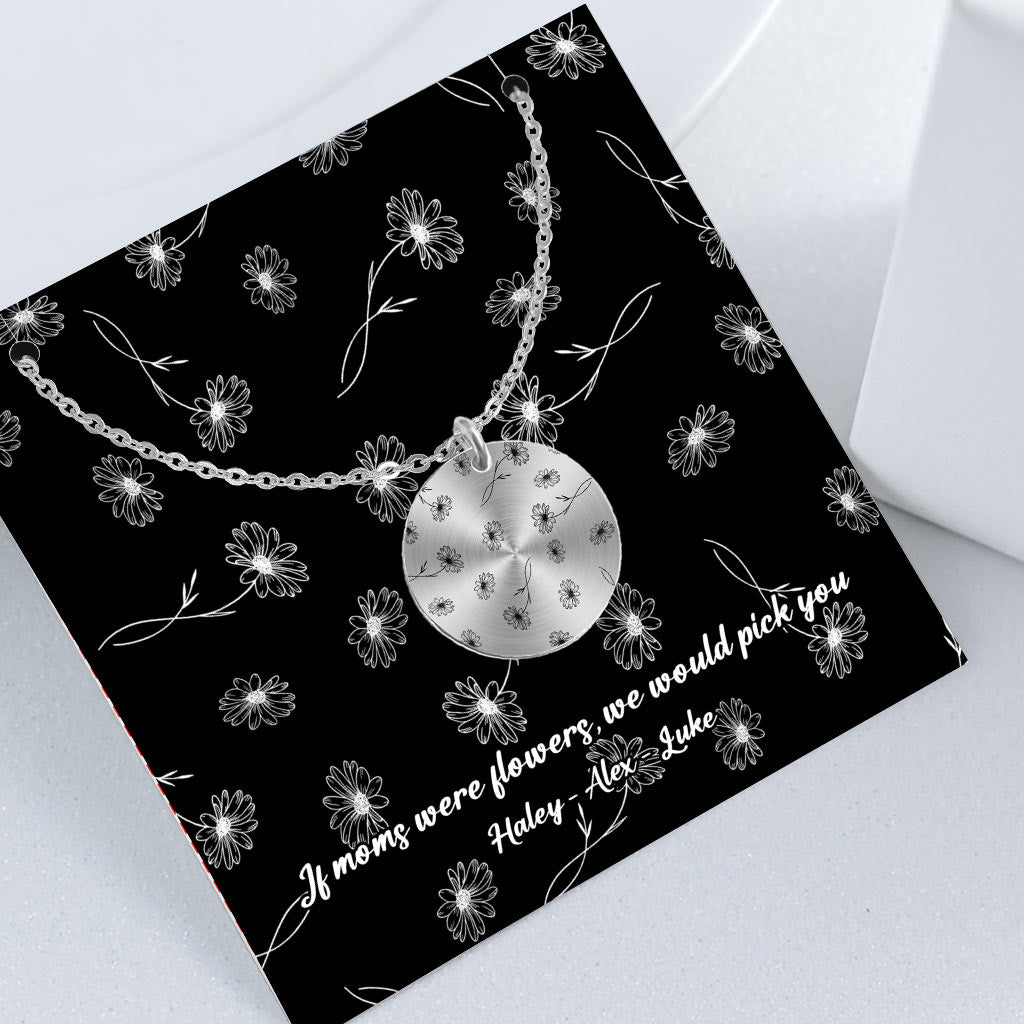 Mom’s Birth Flowers - Personalized Mother's Day Mother Round Pendant Necklace