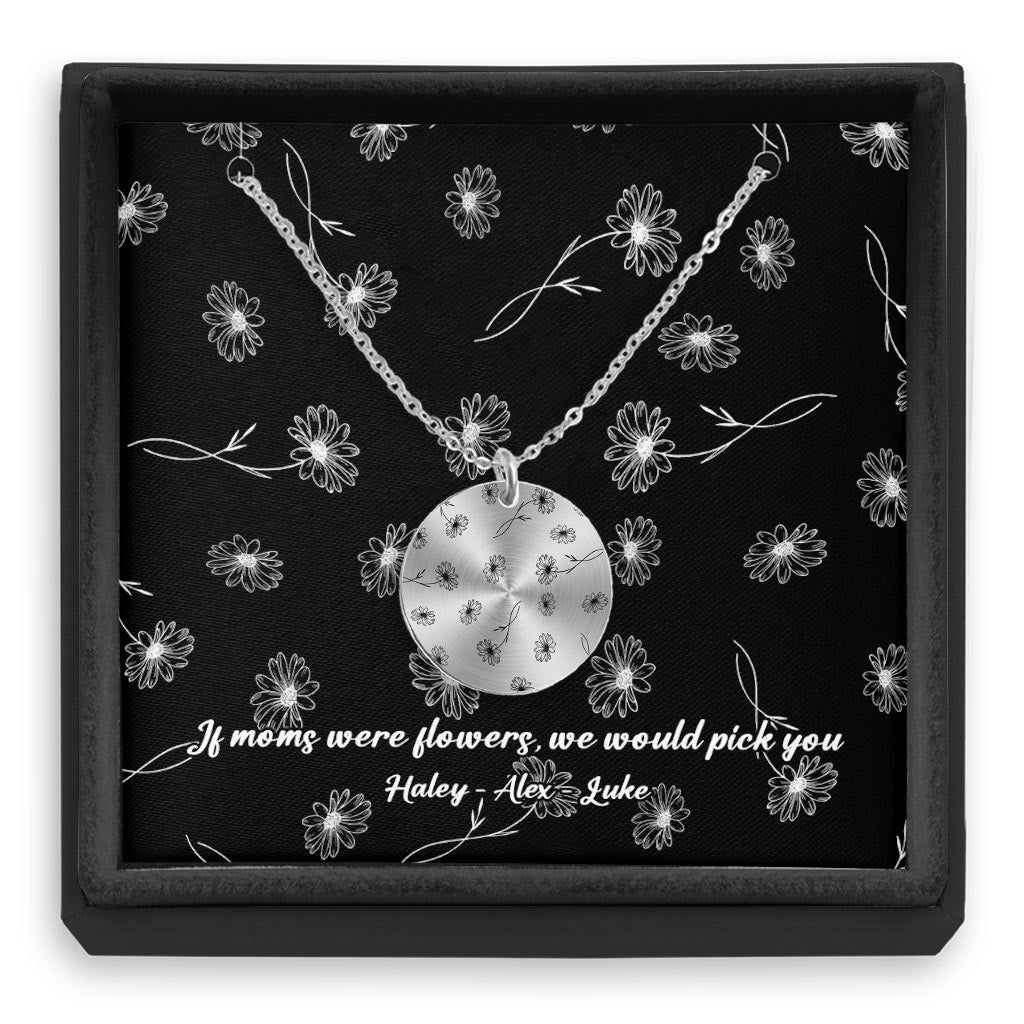 Mom’s Birth Flowers - Personalized Mother's Day Mother Round Pendant Necklace