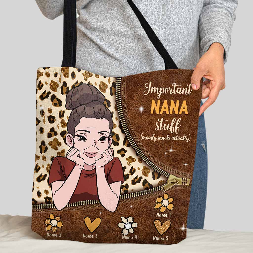 Important Nana Stuff - Personalized Mother's Day Grandma Tote Bag