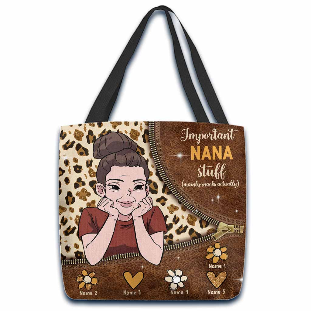 Important Nana Stuff - Personalized Mother's Day Grandma Tote Bag