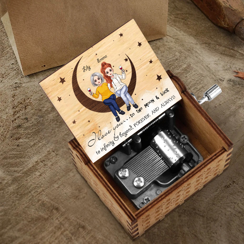 To The Moon And Back - Personalized Mother's day Mother Hand Crank Music Box