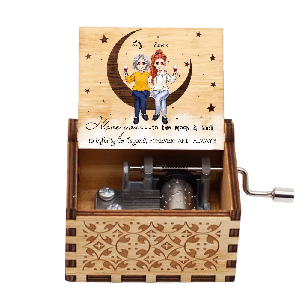 To The Moon And Back - Personalized Mother's day Mother Hand Crank Music Box