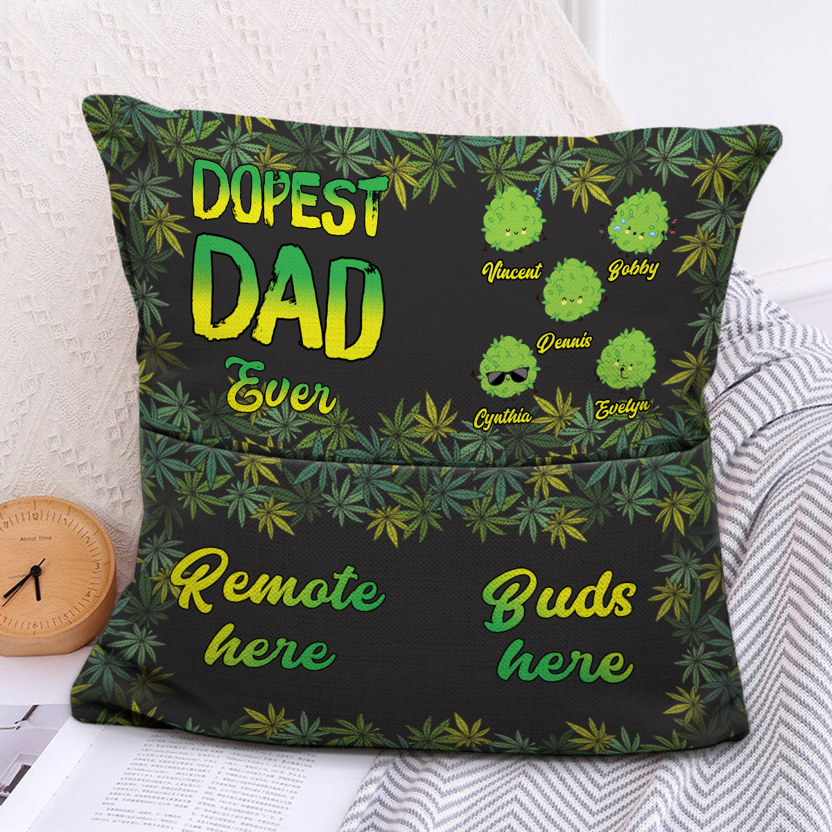 Dopest Dad Ever - Personalized Weed Pocket Pillow