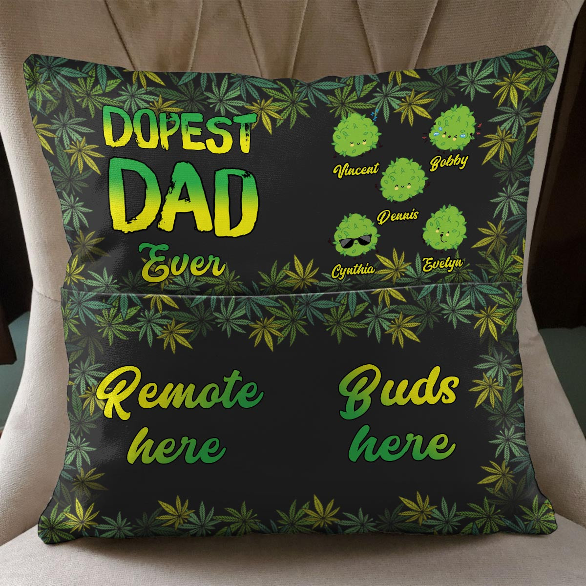 Dopest Dad Ever - Personalized Weed Pocket Pillow