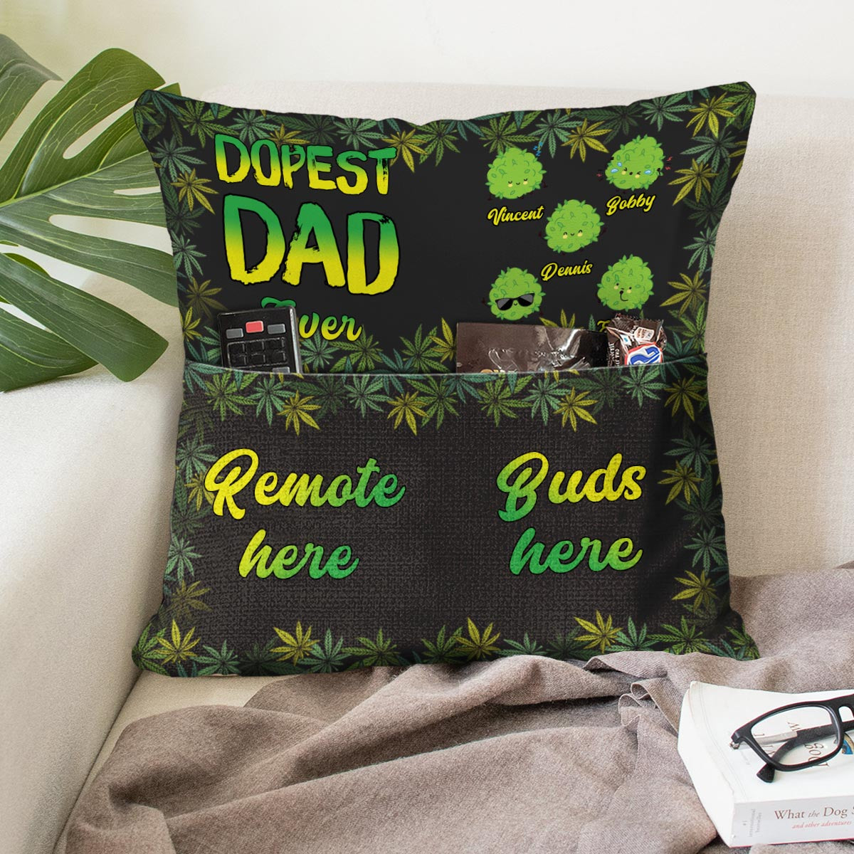 Dopest Dad Ever - Personalized Weed Pocket Pillow