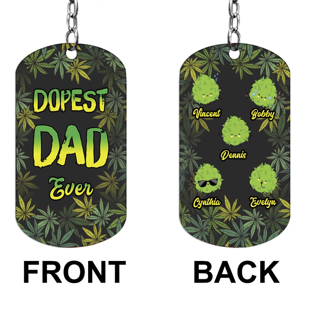 Dopest Dad Ever - Personalized Weed Stainless Steel Keychain