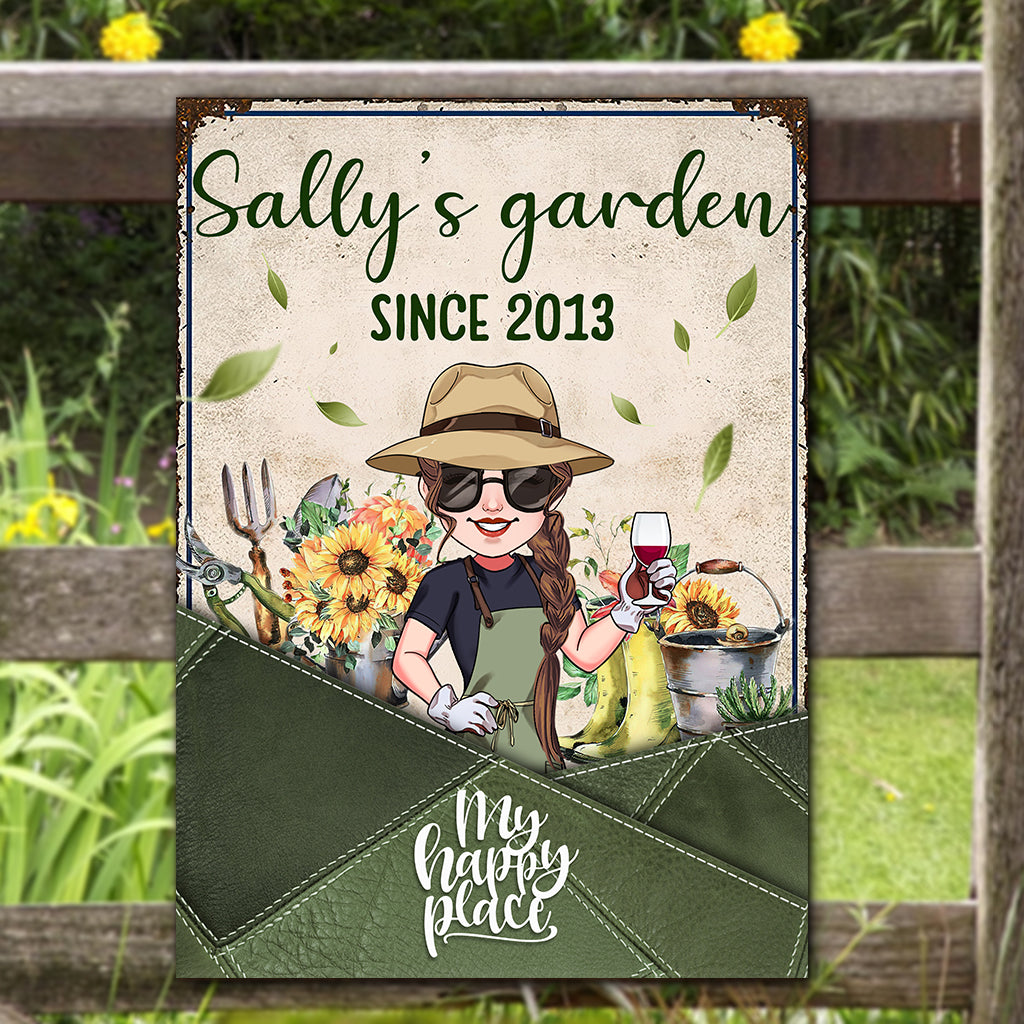 My Happy Place - Personalized Gardening Rectangle Metal Sign