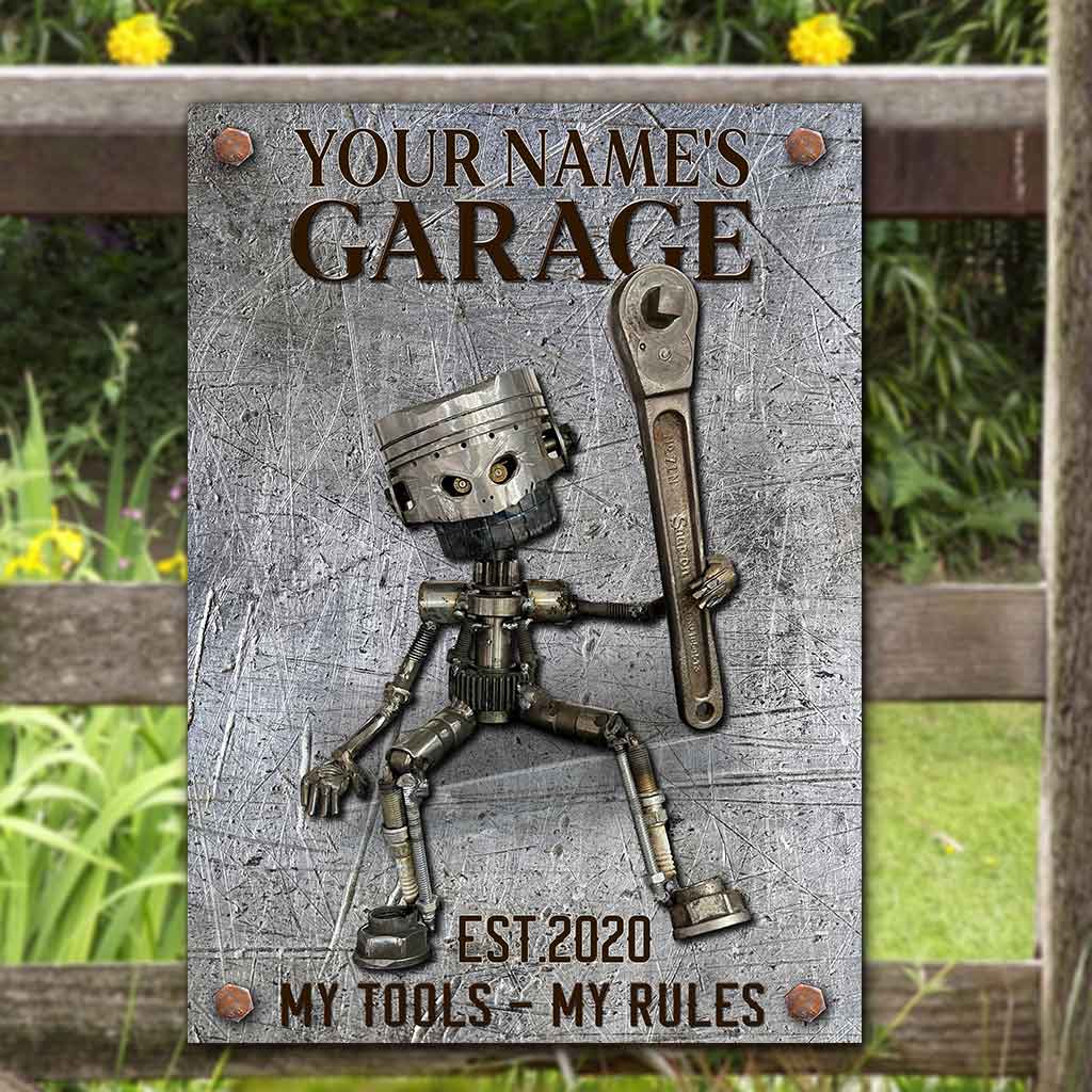 My Tools My Rules - Mechanic Personalized Rectangle Metal Sign