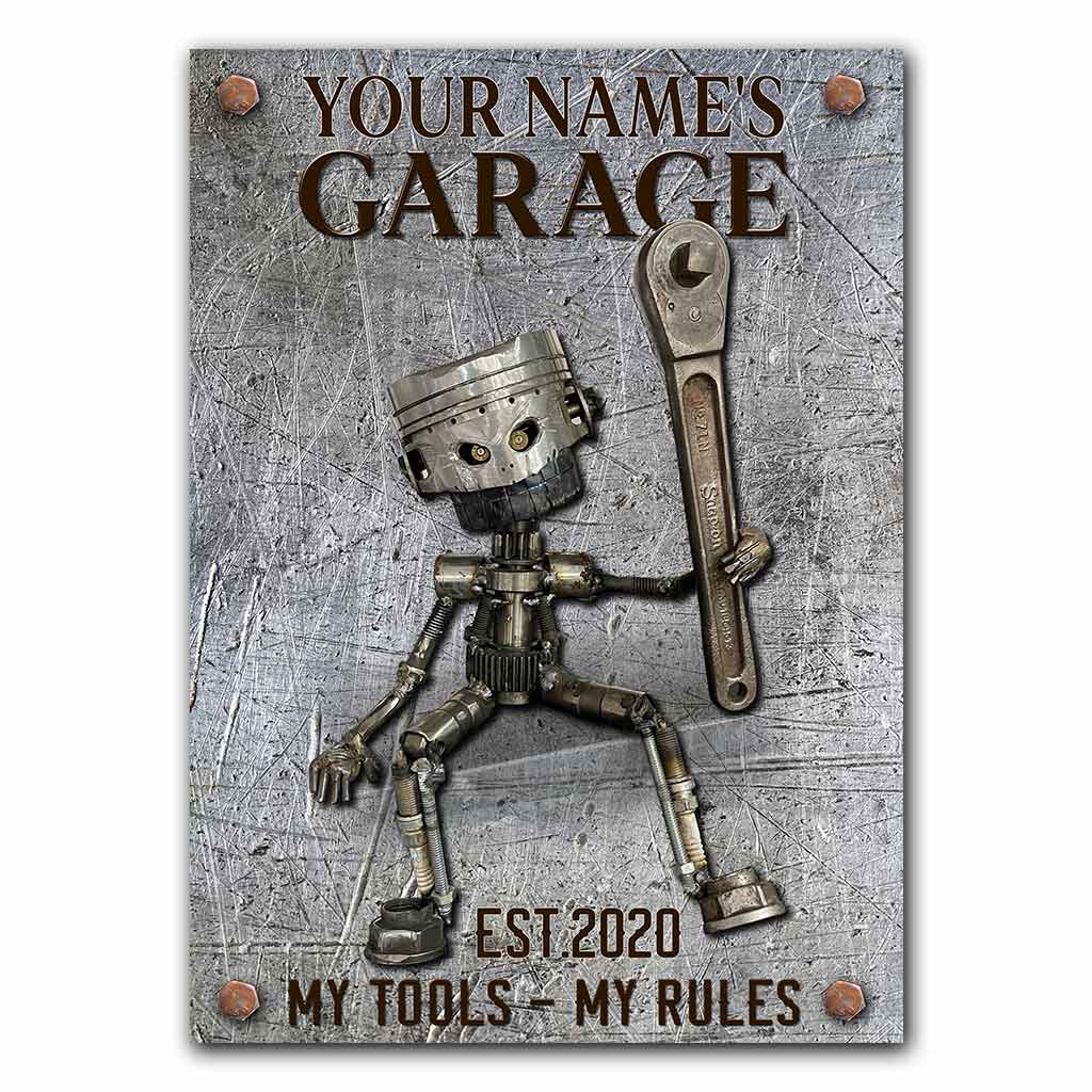 My Tools My Rules - Mechanic Personalized Rectangle Metal Sign