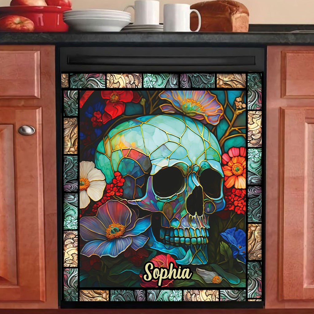 Floral Skull - Personalized Skull Dishwasher Cover