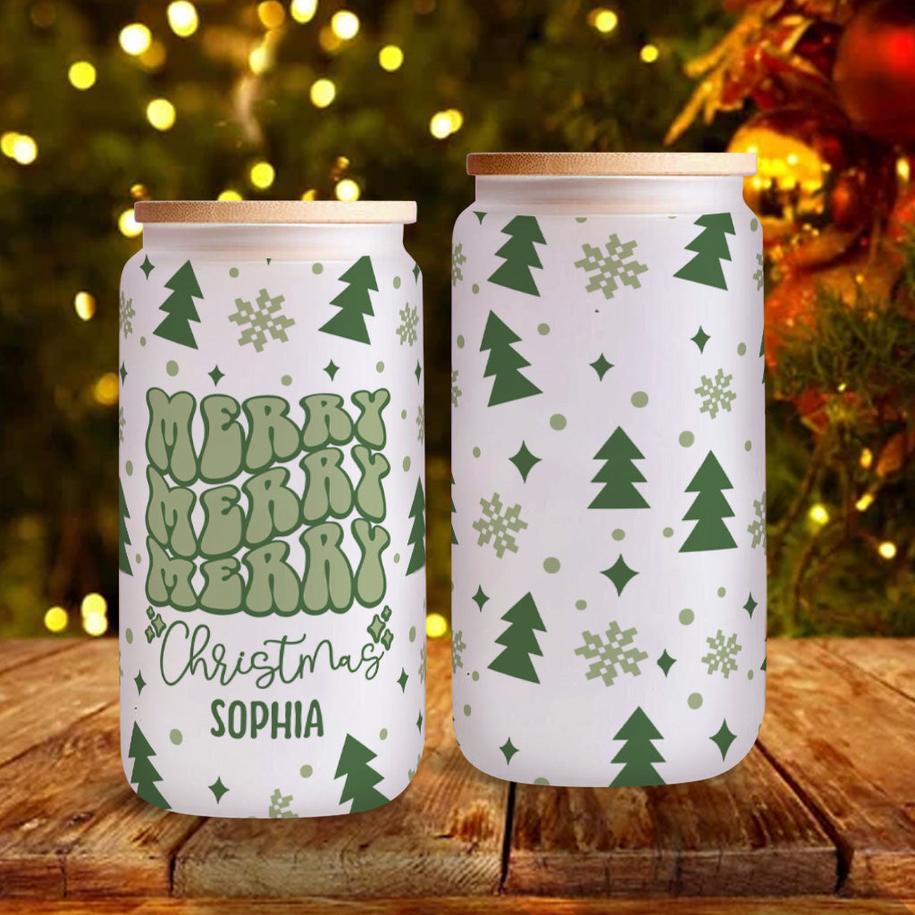 Merry Christmas - Personalized Christmas Can Glass