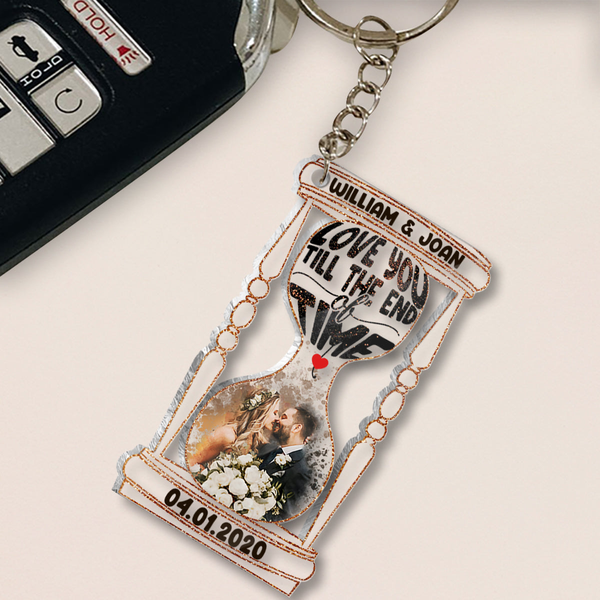 Till The End Of Time - Personalized Husband And Wife Keychain