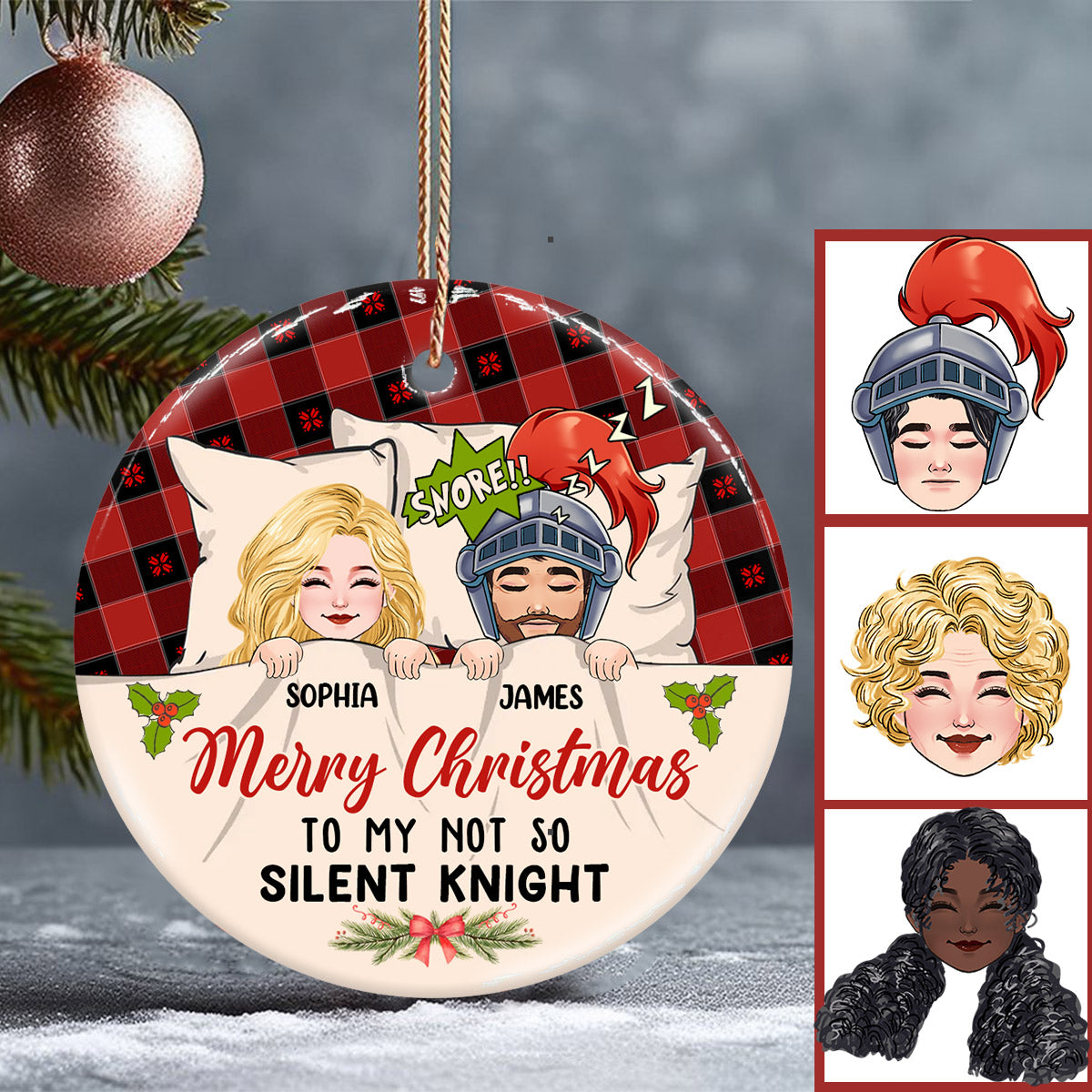 Merry Christmas To My Not So Silent Knight - Personalized Couple Ceramic Circle Ornament