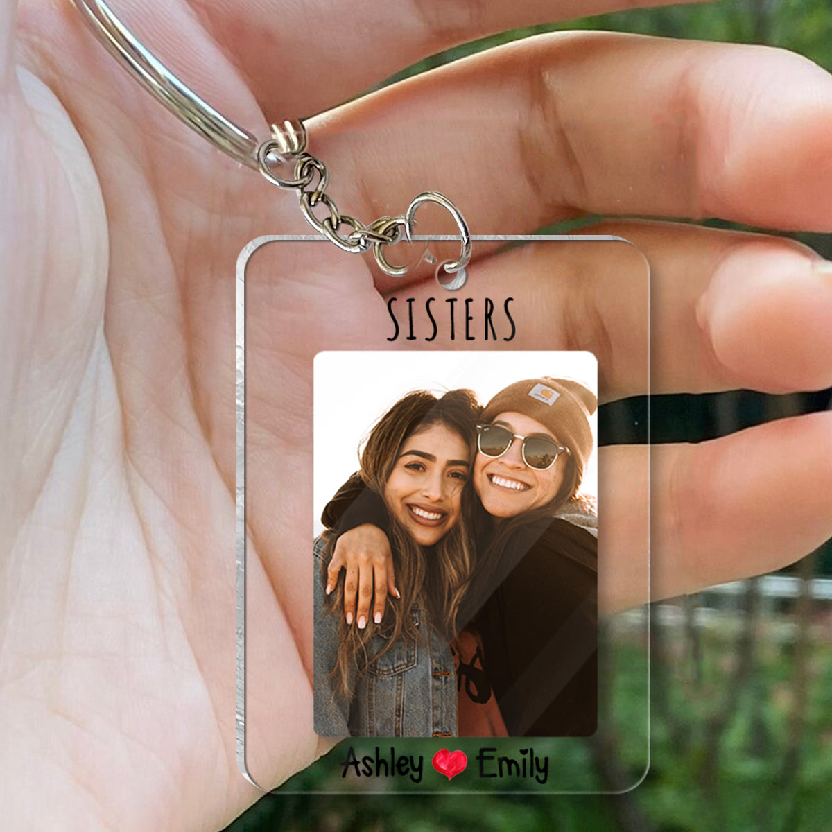 Custom Photo - Personalized Sibling Keychain