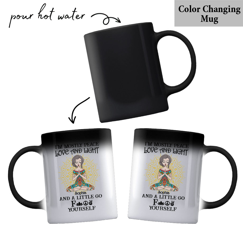 I’m Mostly Peace Love And Light - Personalized Yoga Mug