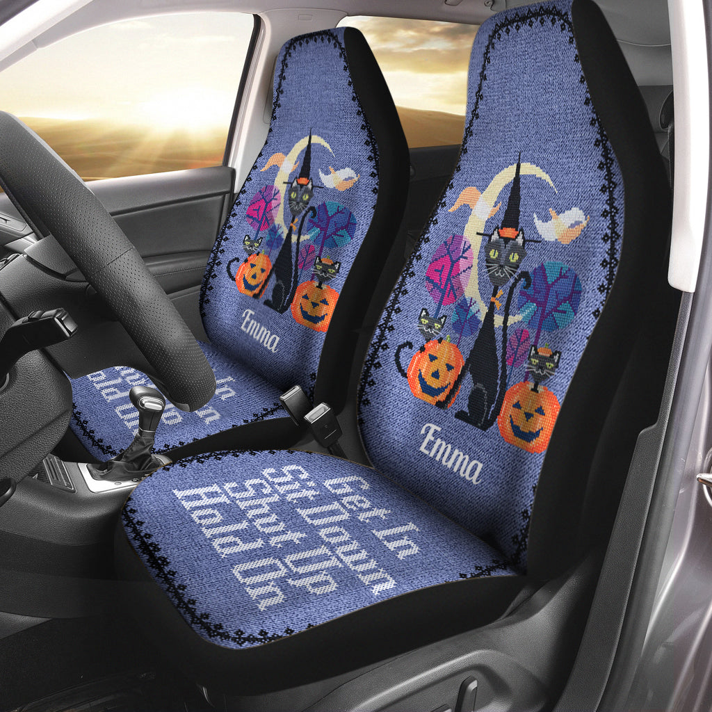 Get In, Sit Down - Personalized Black Cat Seat Covers