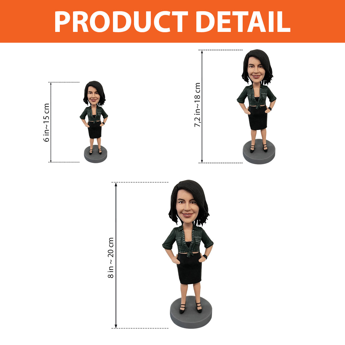 Mother's Day Gifts Female In Black Sweatshirt Custom Figure Bobbleheads