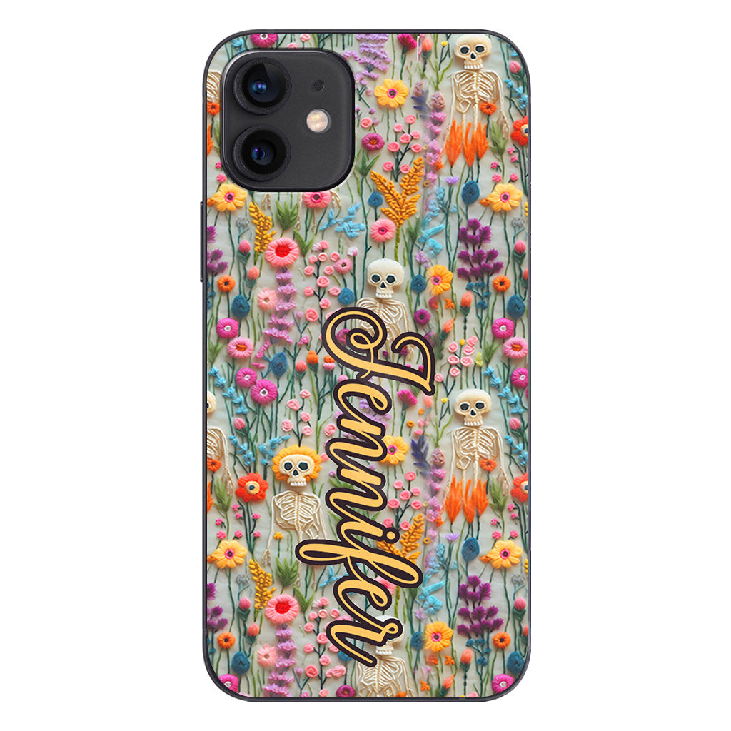 Floral Skeleton - Personalized Skull Phone Case