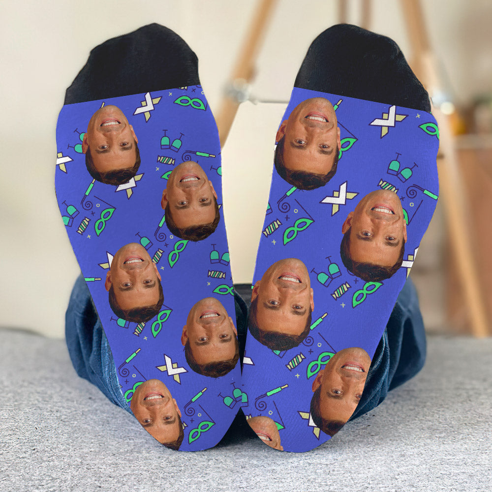 Custom Face Party Pattern - Personalized Uncle Socks