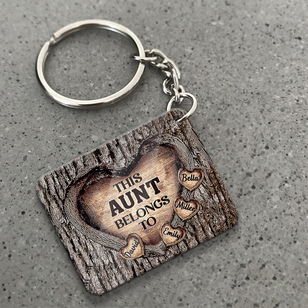 This Dad Belongs To - Gift for dad, grandma, grandpa, mom, uncle, aunt, brother, sister - Personalized Keychain