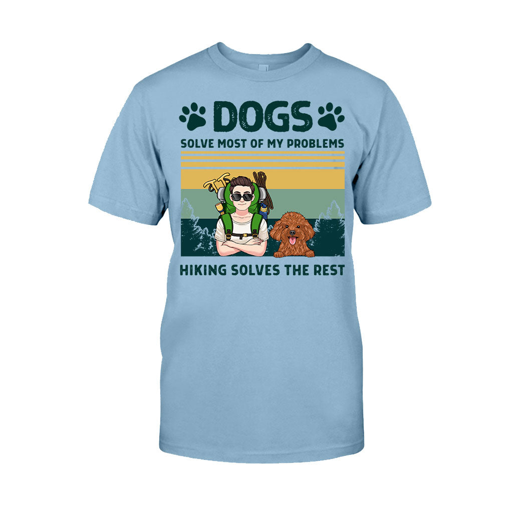 Dogs And Hiking Solve My Problems - Personalized Hiking T-shirt & Hoodie