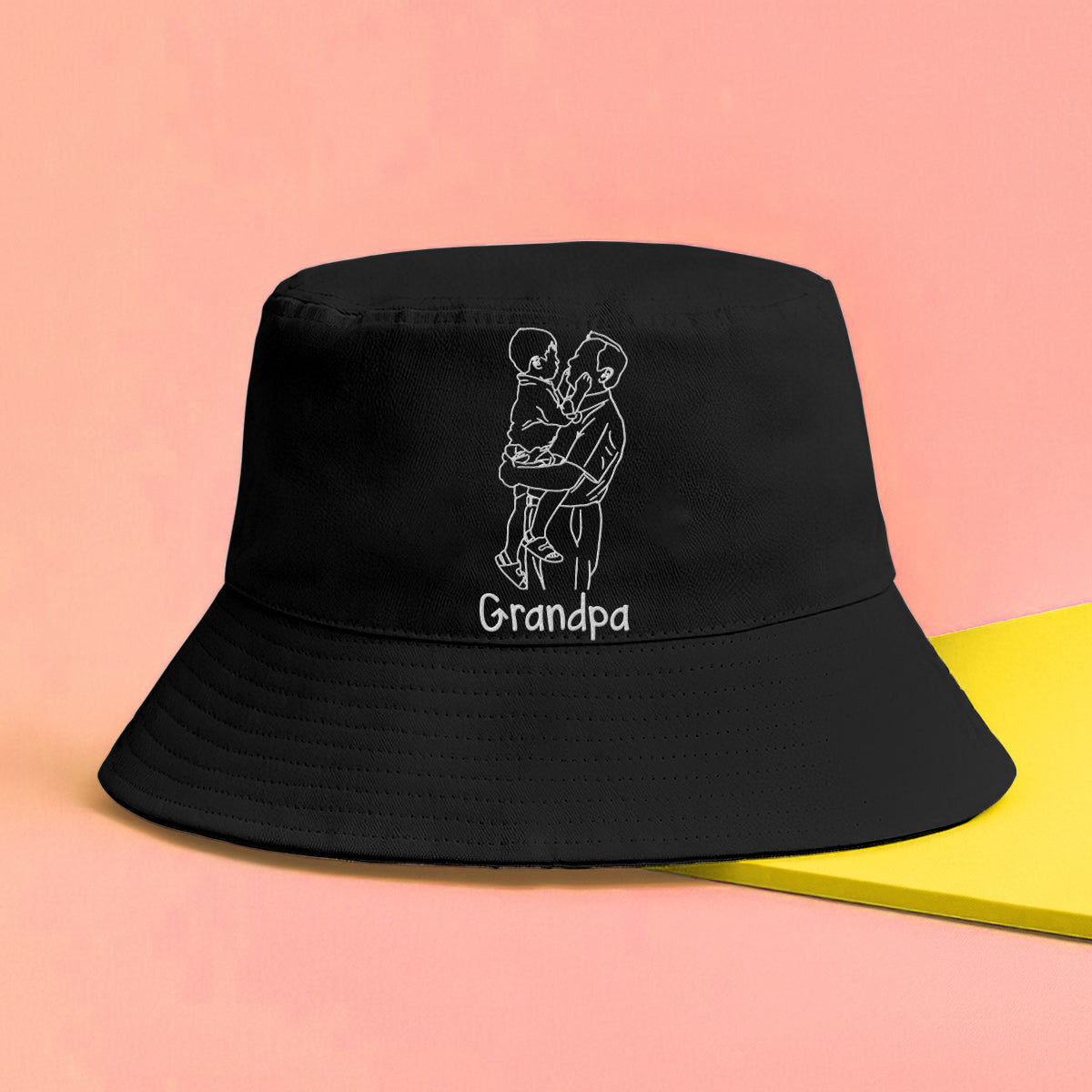 Custom Photo - Personalized Grandpa Embroidered Bucket Hat