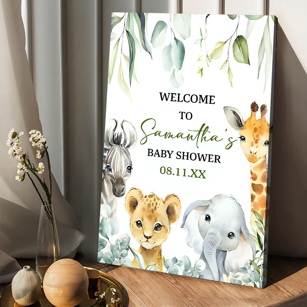 Welcome To Baby Shower - Personalized Newborn Canvas And Poster