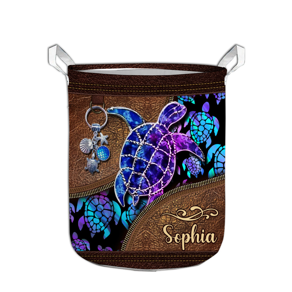 Salty Lil' Beach - Personalized Turtle Laundry Basket