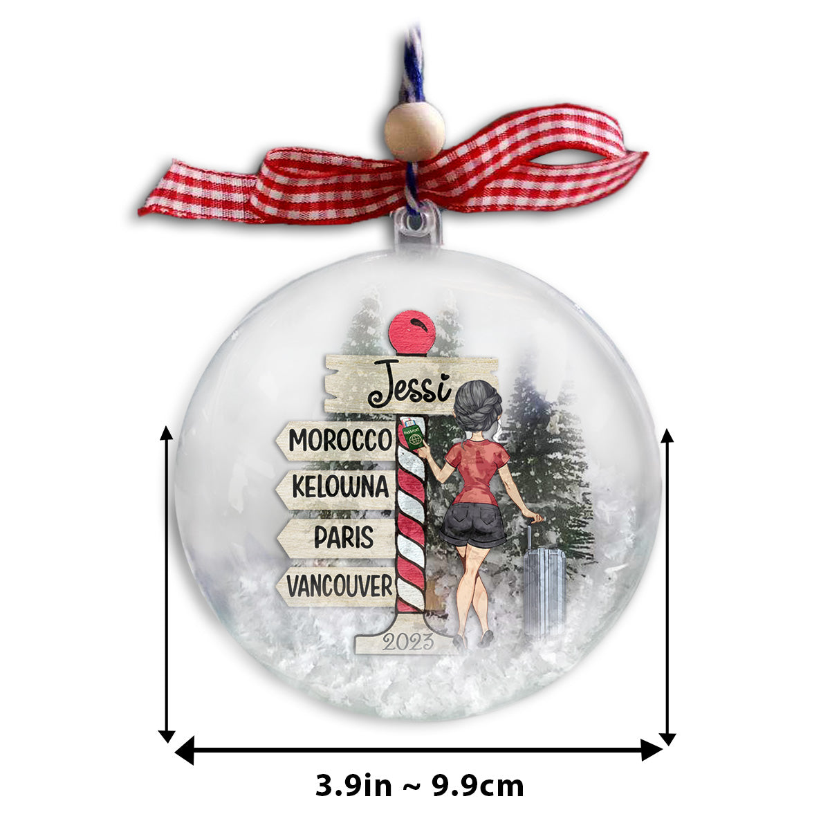 Love Travelling - Personalized Travelling Snow Globe Ornament