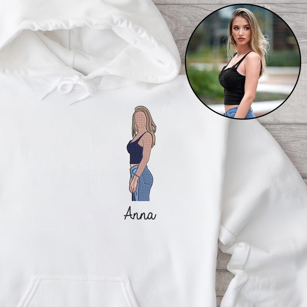 Custom 2D Photo - Personalized Sibling Embroidered Hoodie