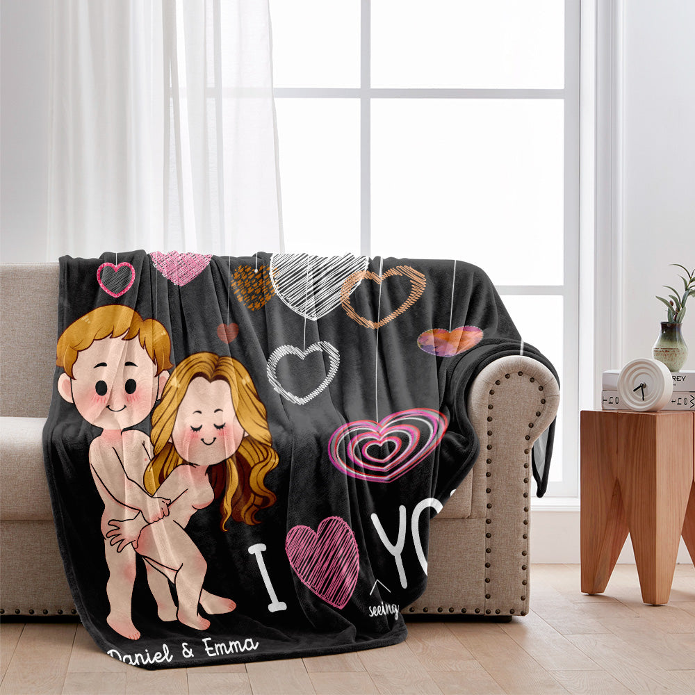 I Love Seing You Naked - Personalized Couple Blanket