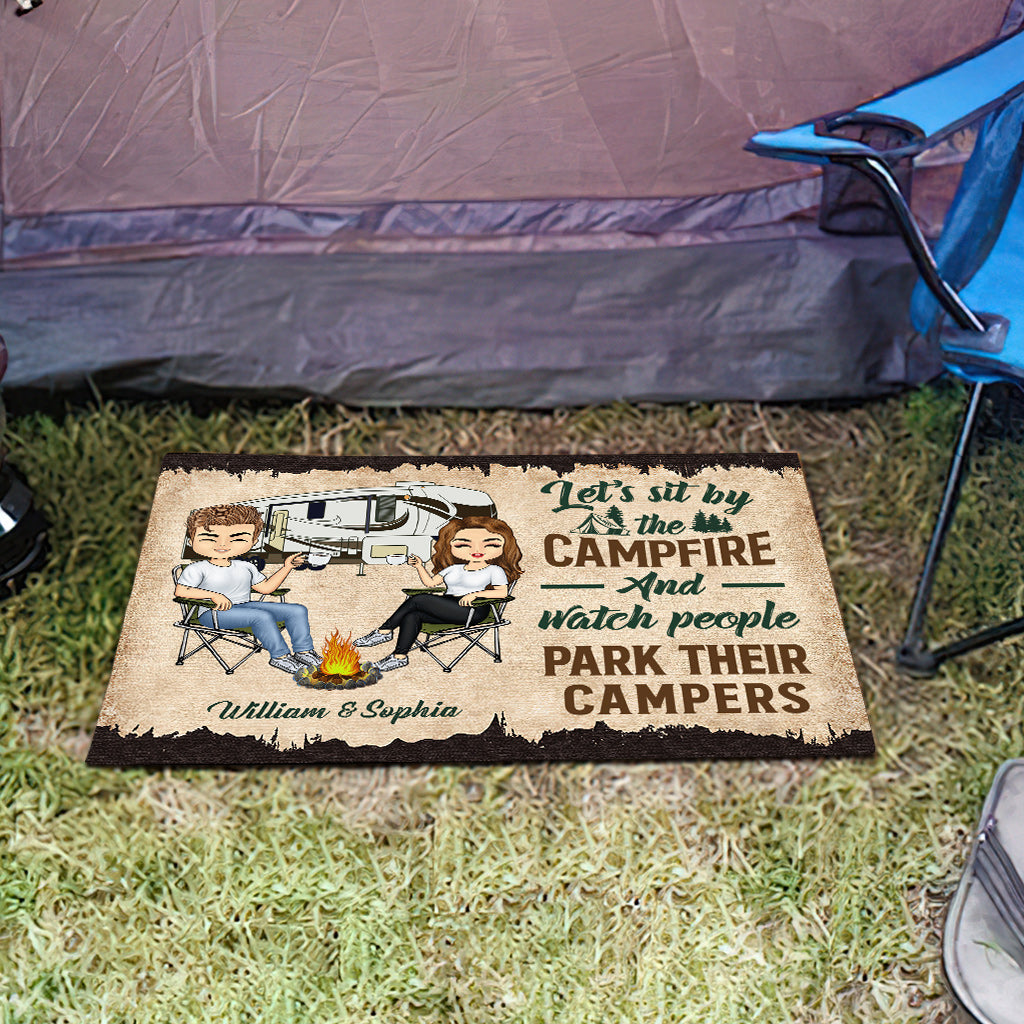 Let's Sit By The Campfire - Personalized Couple Camping Doormat