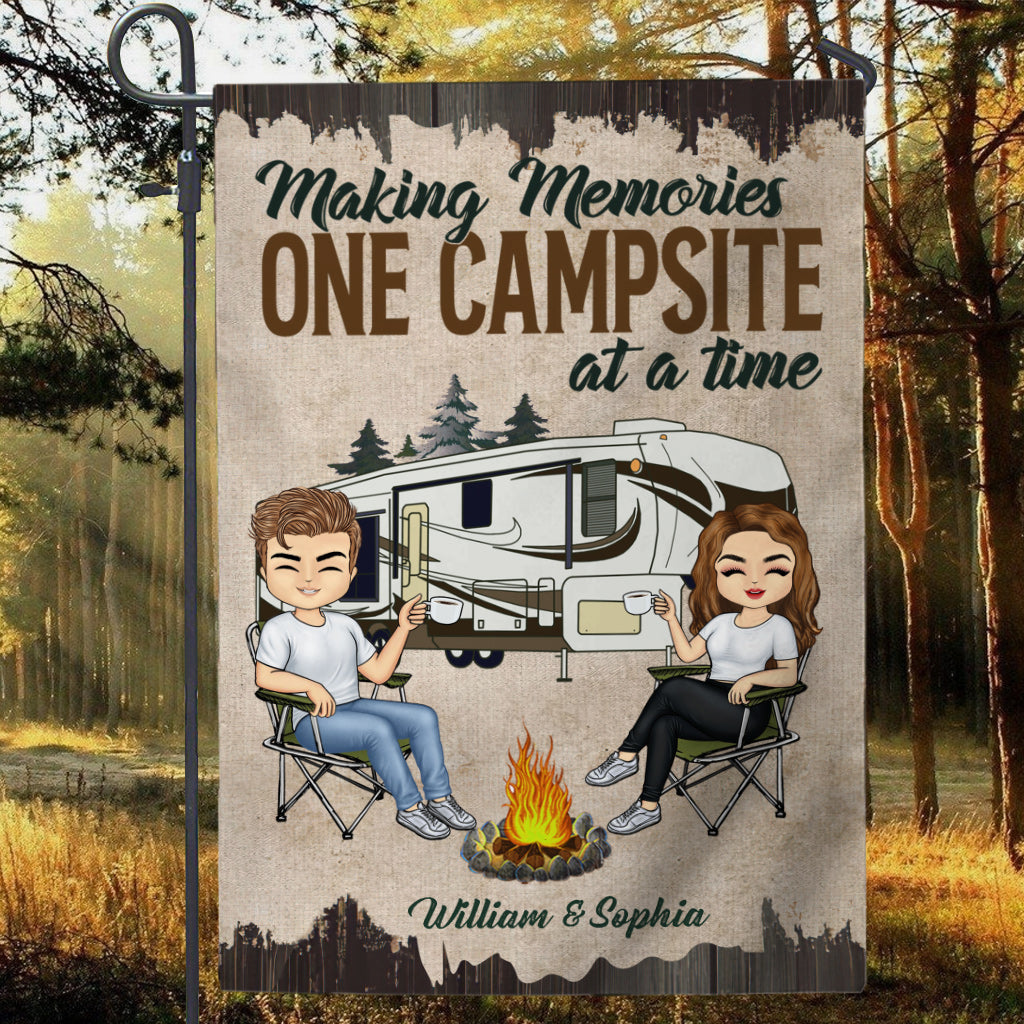 Making Memories - Personalized Couple Camping Garden Flag