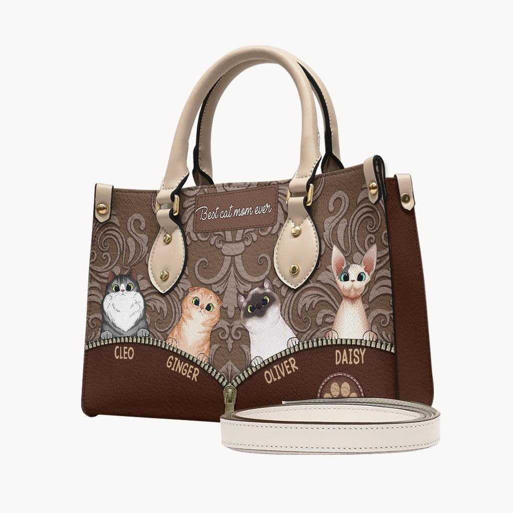 Best Dog Mom Ever - Gift for mom, mom, dog lover, cat lover - Personalized Leather Handbag